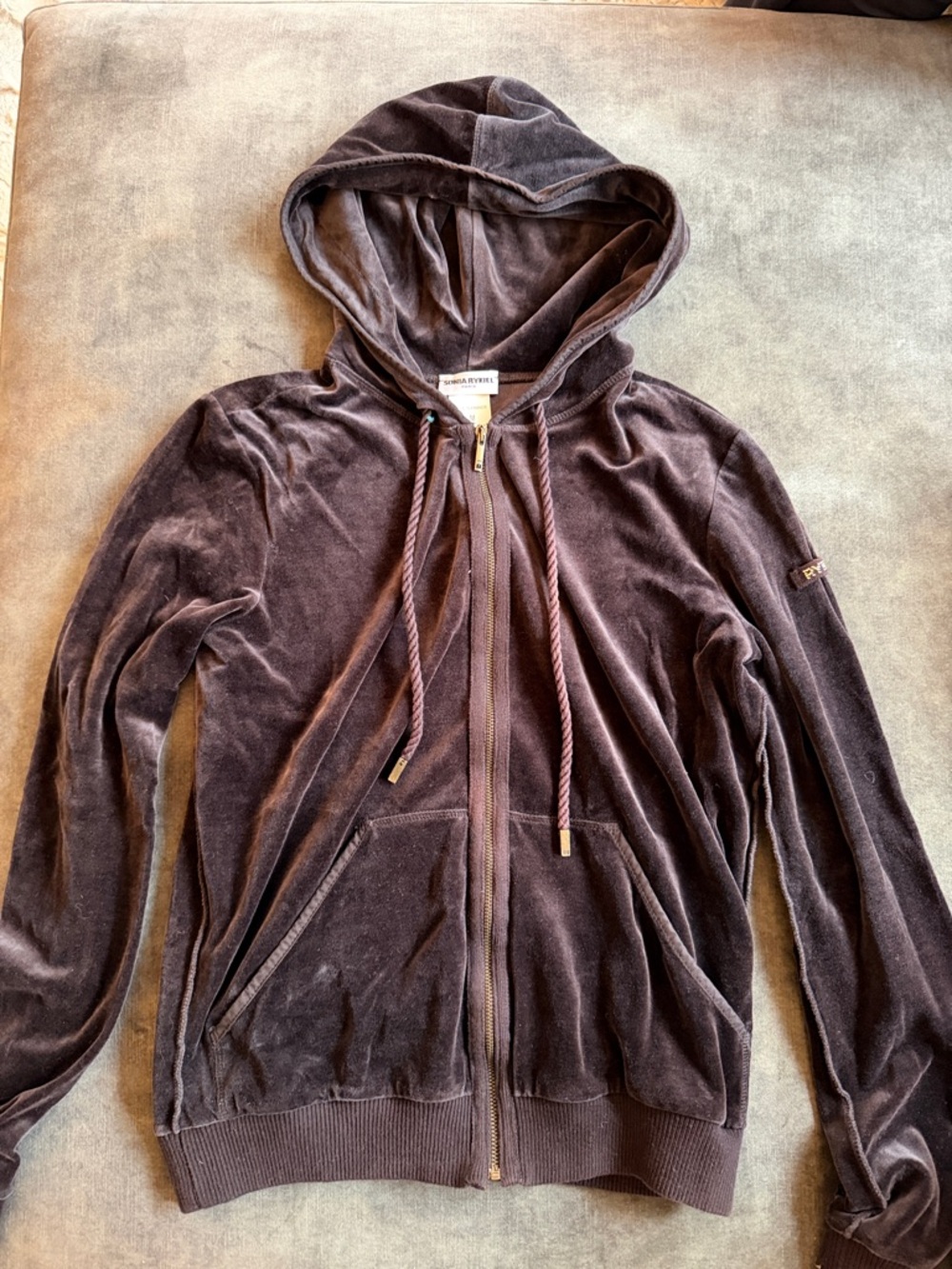 Sonia Rykiel Velour Zip-Up Hoodie - Brown